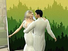 Eine Blondine bekommt einen großen Schwanz in ihren Arsch in diesem heißen Hochzeitskleid-Video
