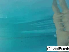 Olivia's bikini-clad pool playtime