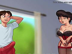 Ocensurerad tecknad gameplay med mogen och tonårs-MILF