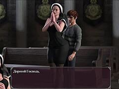 Pożądliwe spotkanie dojrzałej zakonnicy w sali zakonnej