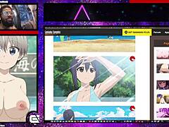 Animatiemeisje Uzaki-chan onthult haar grote borsten en haarloze geslachtsdelen
