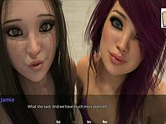 Cartoon brunette girlfriend discovers her friend's hidden desire