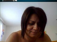 Italian mom with big boobs gets naughty on Skype