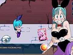 Bulma's time-traveling adventure in Kame Paradise leads to wild group sex