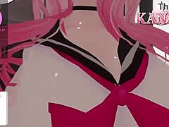 Kanako, VTuber, sténá a stříká v erotickém školním cosplay videu s ASMR zvukem