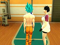 Dragon Ball Hentai: Goku harrastaa seksiä vaimonsa ja tämän poikien vaimon kanssa, molemmat saavat peräaukon läpäisyn