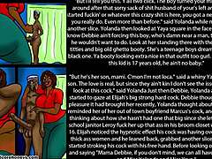 A young man has sex with his mature stepmother and curvy friends in a comic-themed video