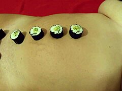 Mom's solo nude sushi roll