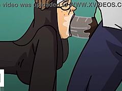 Rijpe non geeft zich over aan vuile praat en geniet van een zwarte lul in anime Hentai-video