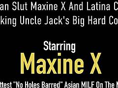 Maxine X en haar Latina minnaar plezieren de grote penis van een oudere man