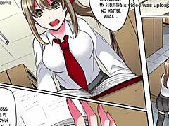 Een hentai cartoon met een sexy leraar en een grote kont