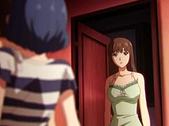 Uncensored hentai-animasjon av en busty milf som blir tatt