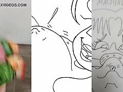 Chica hentai gorda con grandes pechos se masturba a un hombre y un conejo en un video humeante
