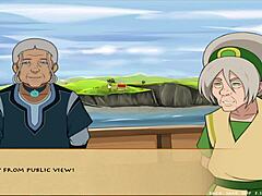 Cartoon plezier op het strand met 4 elementen trainer boek 5-lid eiland