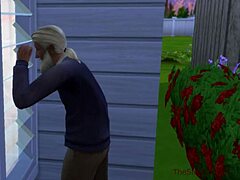 Un hombre mayor paga el alquiler de una chica joven en la ducha espía de The Sims 4