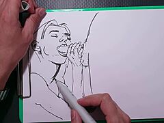 Amatérský umělec vytváří horkou scénu kouření s velkým penisem