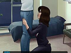 Молодая девушка-любитель получает оральный секс от крупной взрослой женщины в обмен на сперму в рот