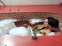 Milf and Latina party turns into a hot tub sex