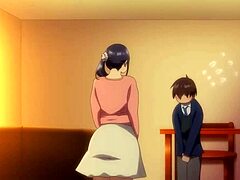 Göğüslü anime milf genç bir adam tarafından sikiliyor