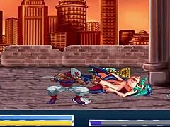 Muscaty, den barmfagre dronningen av hentai-spillet, tar på seg flere fiender i fase 2 og blir knullet hardt