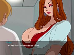 Madrastra con tetas y culo grande recibe un facial en un juego porno de dibujos animados