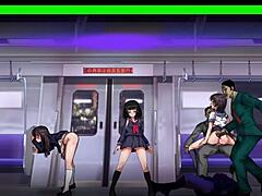 Japansk hentai-spel med en infiltrerad spion som blir knullad av många