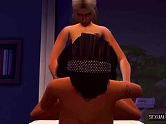 عائلة متحركة ثلاثية الأبعاد تمارس الجنس: الأم الزوجة تشعر بالإثارة أثناء تدليكها وتريد كسها - أمهات ليزبيان
