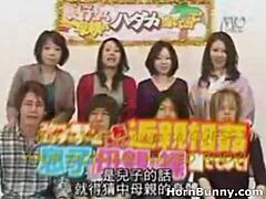 On the set of a Japanese game show, a stepson and stepmother engage in sexual activity