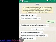 Latin MILF maszturbál a Whatsapp webkamerán a mostohatestvérével